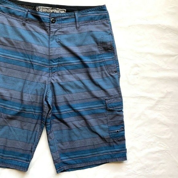 Ocean Current Board Shorts Swim Trunks Men 30 (31) Striped Stretch Surfing Beach - Picture 6 of 12